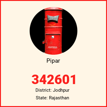 Pipar pin code, district Jodhpur in Rajasthan