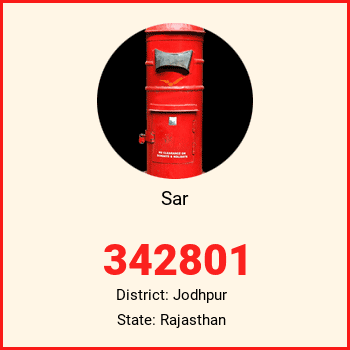 Sar pin code, district Jodhpur in Rajasthan