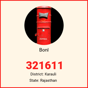 Bonl pin code, district Karauli in Rajasthan