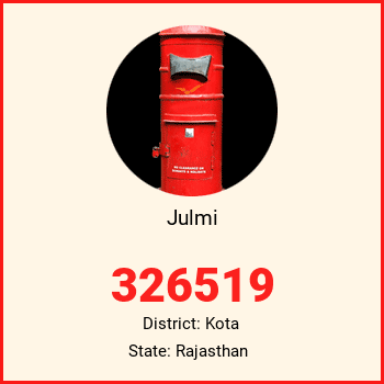 Julmi pin code, district Kota in Rajasthan