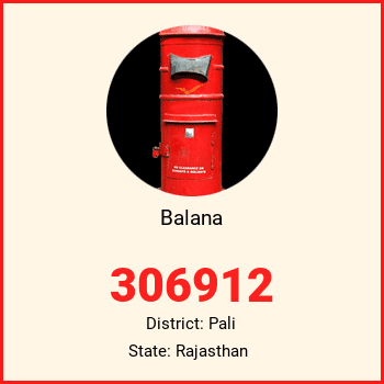 Balana pin code, district Pali in Rajasthan