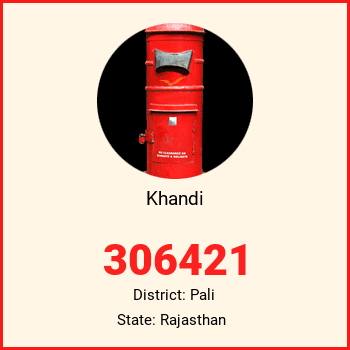 Khandi pin code, district Pali in Rajasthan