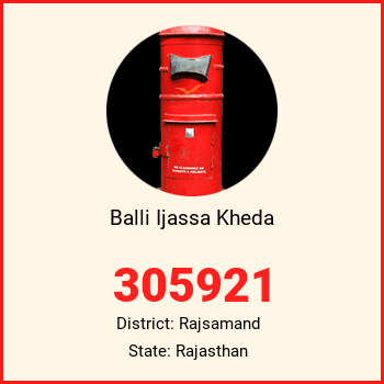 Balli Ijassa Kheda pin code, district Rajsamand in Rajasthan