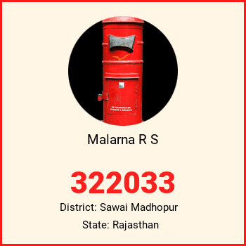 Malarna R S pin code, district Sawai Madhopur in Rajasthan