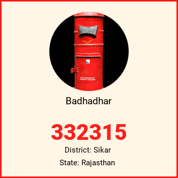 Badhadhar pin code, district Sikar in Rajasthan