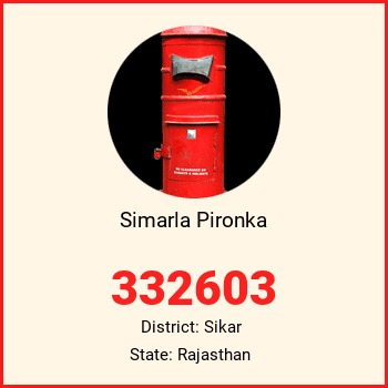Simarla Pironka pin code, district Sikar in Rajasthan