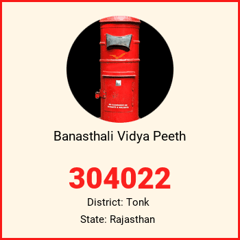 Banasthali Vidya Peeth pin code, district Tonk in Rajasthan
