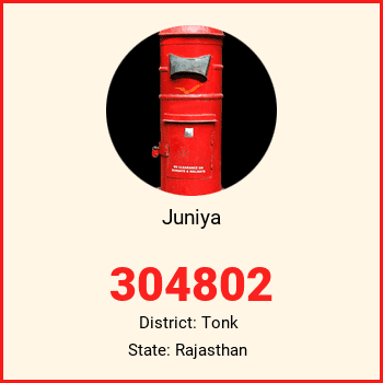 Juniya pin code, district Tonk in Rajasthan