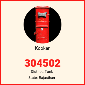 Kookar pin code, district Tonk in Rajasthan