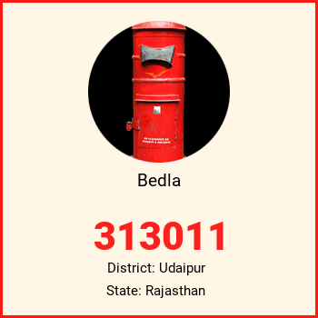 Bedla pin code, district Udaipur in Rajasthan