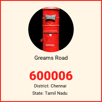 Greams Road pin code, district Chennai in Tamil Nadu