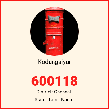 Kodungaiyur pin code, district Chennai in Tamil Nadu