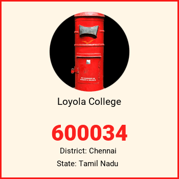 Loyola College pin code, district Chennai in Tamil Nadu