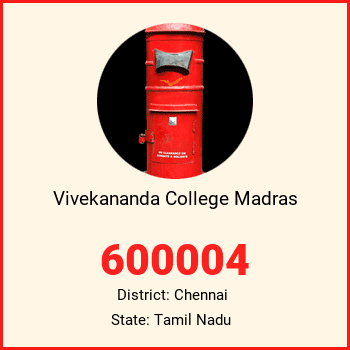 Vivekananda College Madras pin code, district Chennai in Tamil Nadu