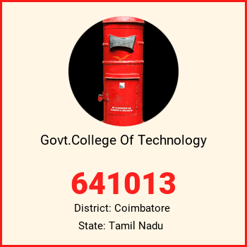 Govt.College Of Technology pin code, district Coimbatore in Tamil Nadu
