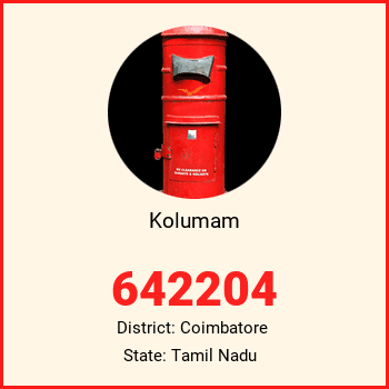Kolumam pin code, district Coimbatore in Tamil Nadu