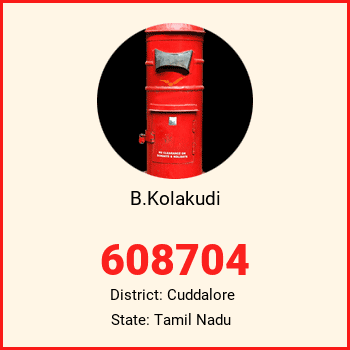B.Kolakudi pin code, district Cuddalore in Tamil Nadu