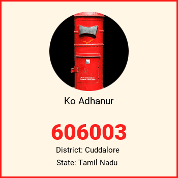 Ko Adhanur pin code, district Cuddalore in Tamil Nadu