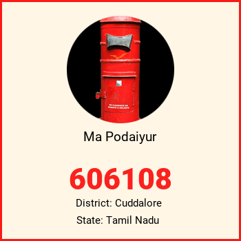 Ma Podaiyur pin code, district Cuddalore in Tamil Nadu