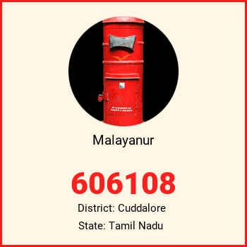 Malayanur pin code, district Cuddalore in Tamil Nadu