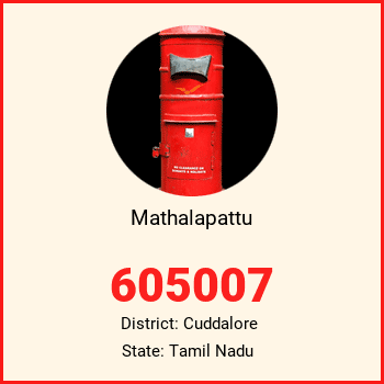Mathalapattu pin code, district Cuddalore in Tamil Nadu