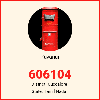 Puvanur pin code, district Cuddalore in Tamil Nadu
