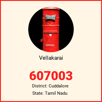Vellakarai pin code, district Cuddalore in Tamil Nadu