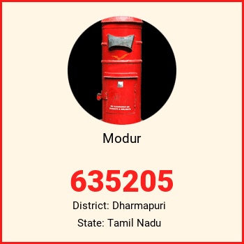 Modur pin code, district Dharmapuri in Tamil Nadu