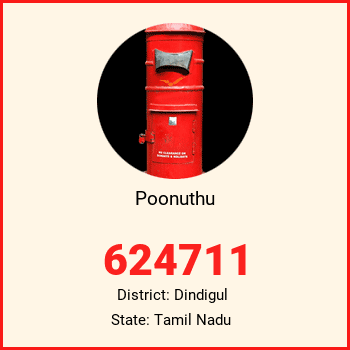Poonuthu pin code, district Dindigul in Tamil Nadu