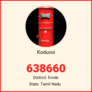 Koduvoi pin code, district Erode in Tamil Nadu