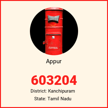 Appur pin code, district Kanchipuram in Tamil Nadu