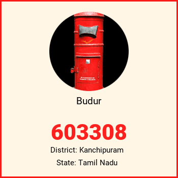 Budur pin code, district Kanchipuram in Tamil Nadu