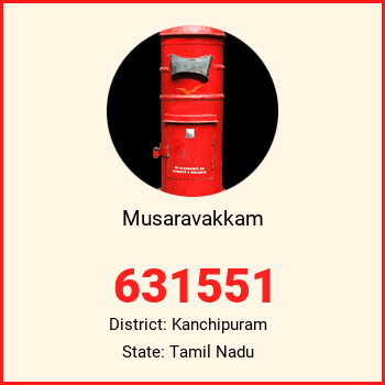 Musaravakkam pin code, district Kanchipuram in Tamil Nadu