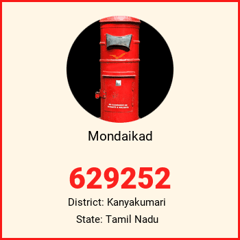 Mondaikad pin code, district Kanyakumari in Tamil Nadu