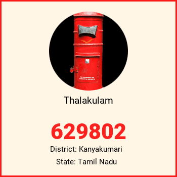 Thalakulam pin code, district Kanyakumari in Tamil Nadu