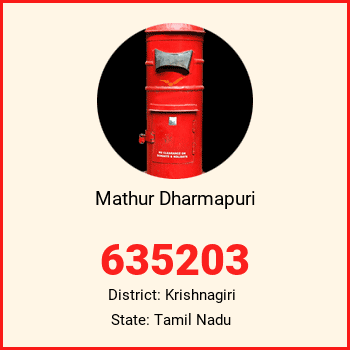 Mathur Dharmapuri pin code, district Krishnagiri in Tamil Nadu