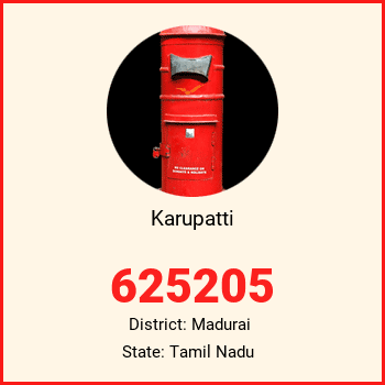 Karupatti pin code, district Madurai in Tamil Nadu