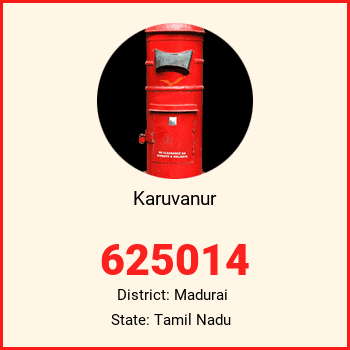 Karuvanur pin code, district Madurai in Tamil Nadu