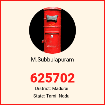 M.Subbulapuram pin code, district Madurai in Tamil Nadu