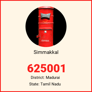 Simmakkal pin code, district Madurai in Tamil Nadu