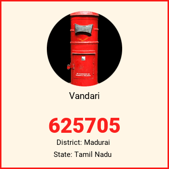 Vandari pin code, district Madurai in Tamil Nadu