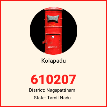 Kolapadu pin code, district Nagapattinam in Tamil Nadu