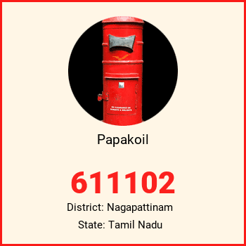 Papakoil pin code, district Nagapattinam in Tamil Nadu