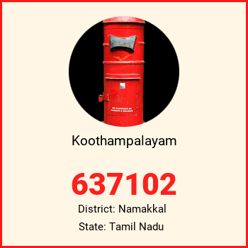 Koothampalayam pin code, district Namakkal in Tamil Nadu