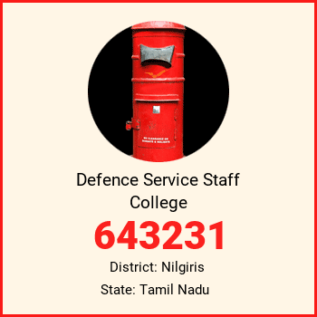 Defence Service Staff College pin code, district Nilgiris in Tamil Nadu