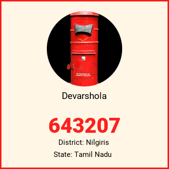 Devarshola pin code, district Nilgiris in Tamil Nadu