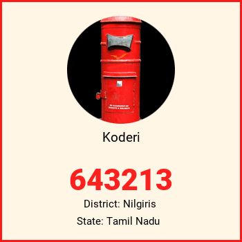 Koderi pin code, district Nilgiris in Tamil Nadu