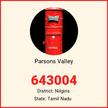 Parsons Valley pin code, district Nilgiris in Tamil Nadu