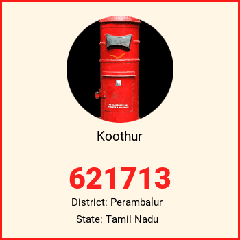 Koothur pin code, district Perambalur in Tamil Nadu