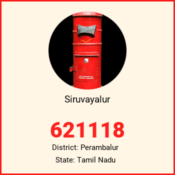 Siruvayalur pin code, district Perambalur in Tamil Nadu